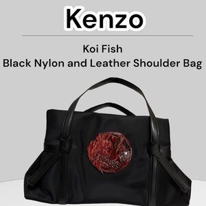 Kenzo Black Shoulder Bag with Red Koi Design
